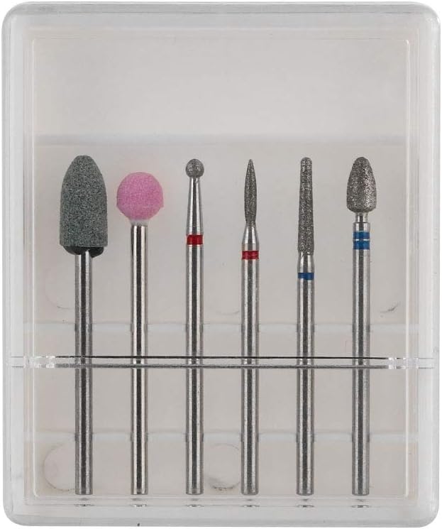 6pcs Nail Drill Bits, 5 Types File Grinding Head Set Electric Manicure Pedicure Nail Art Tools(02)