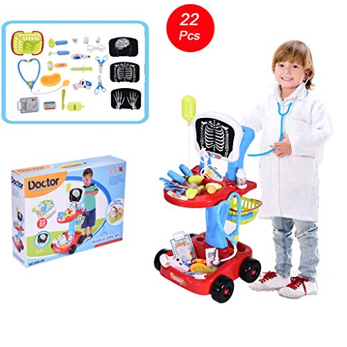 Medical Kit for Kids Doctor Pretend Play Equipment Pretend Play Accessories Medical Kit Stethoscope Toys Organizer Role Playing Game Preschool Educational Toys for Kids Girls(Red)