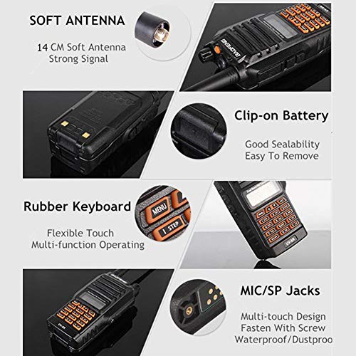 Heitaisi Original Earpieces UV-9R Plus Walkie Talkie 8W Power IP67 Waterproof CB Radio VHF UHF Dual Band Handheld Two Way Radio 10 km Range FM Portable Digital Transceiver - Thumbnail 5