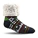 Pudus Christmas Grey Cozy Winter Slipper Socks for Women and Men with Non-Slip Grippers and Faux Fur Sherpa Fleece - Adult Regular Fuzzy Socks