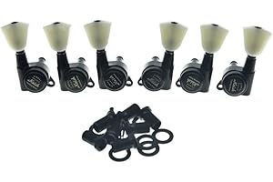 Dopro Guitar 3-per-side Locking Tuners 18:1 Locking Tuning Keys Guitar Tuning Machines with Off White Keystone Handle for LP/Les Paul/SG/ES or Acoustic Guitars Black, K2002-BK
