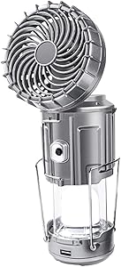 6 in 1 Portable Outdoor LED Camping Lantern With Fan - Portable Camping Fan- Outdoor Solar Lifting And Stretching Electric Fan Lamp (Silver big)