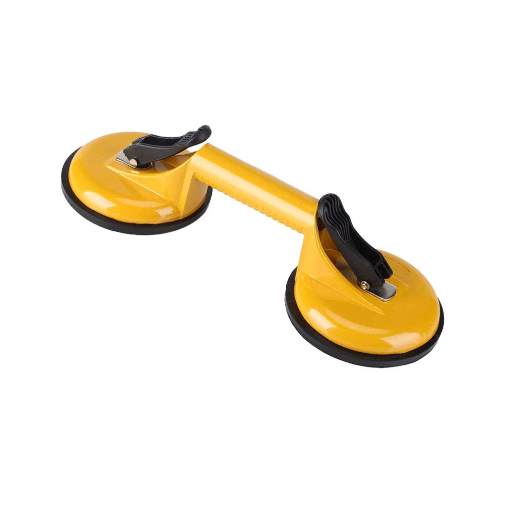WeFoonLo Heavy Duty Iron Handle Double Suction Cup Plate Glass Holder Dent Remover Puller, Yellow