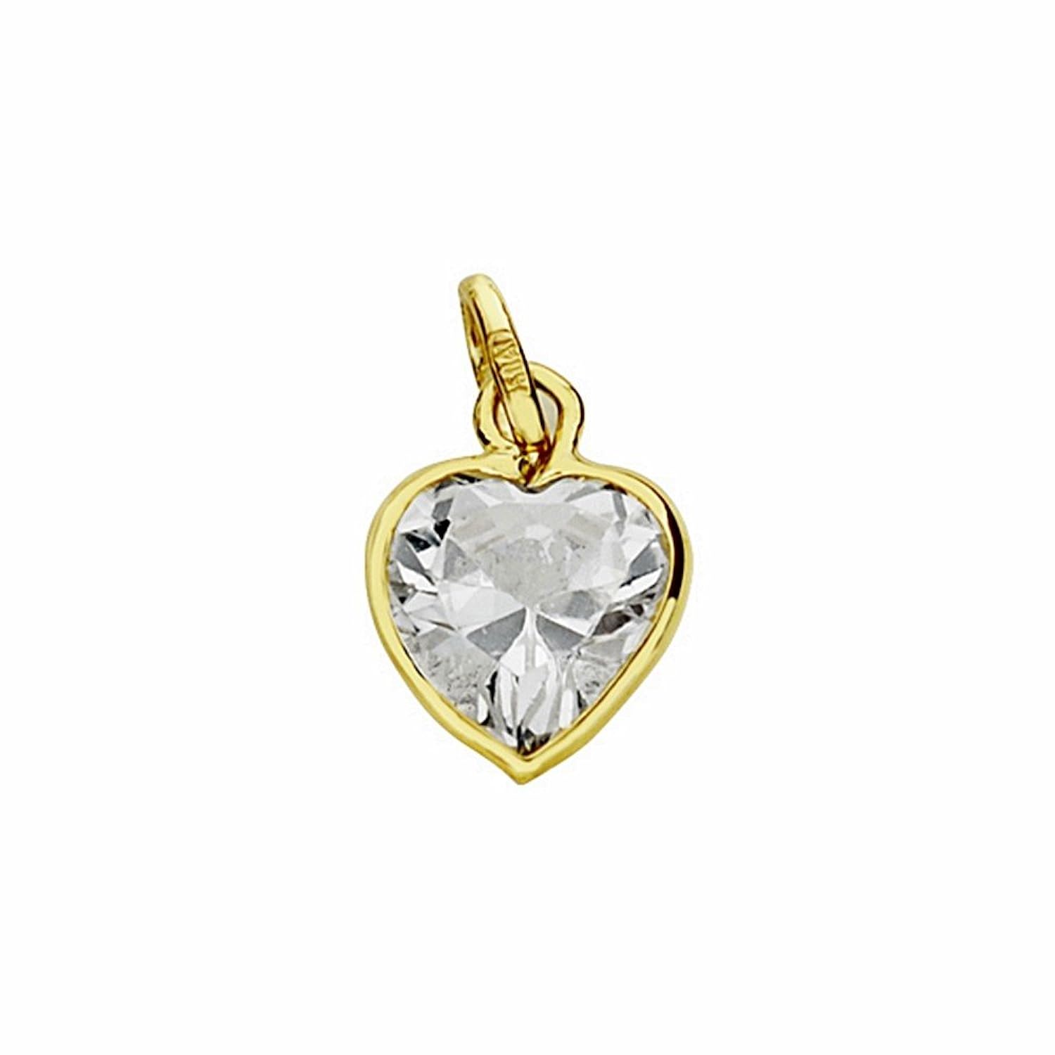 Colgante oro k corazón mm circonita AA