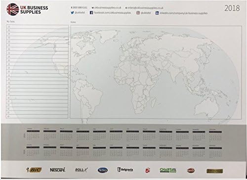 A3 Desk Pad 42 x 30cm 2018-2019 Calendar, Notes Section & World Map. (1)