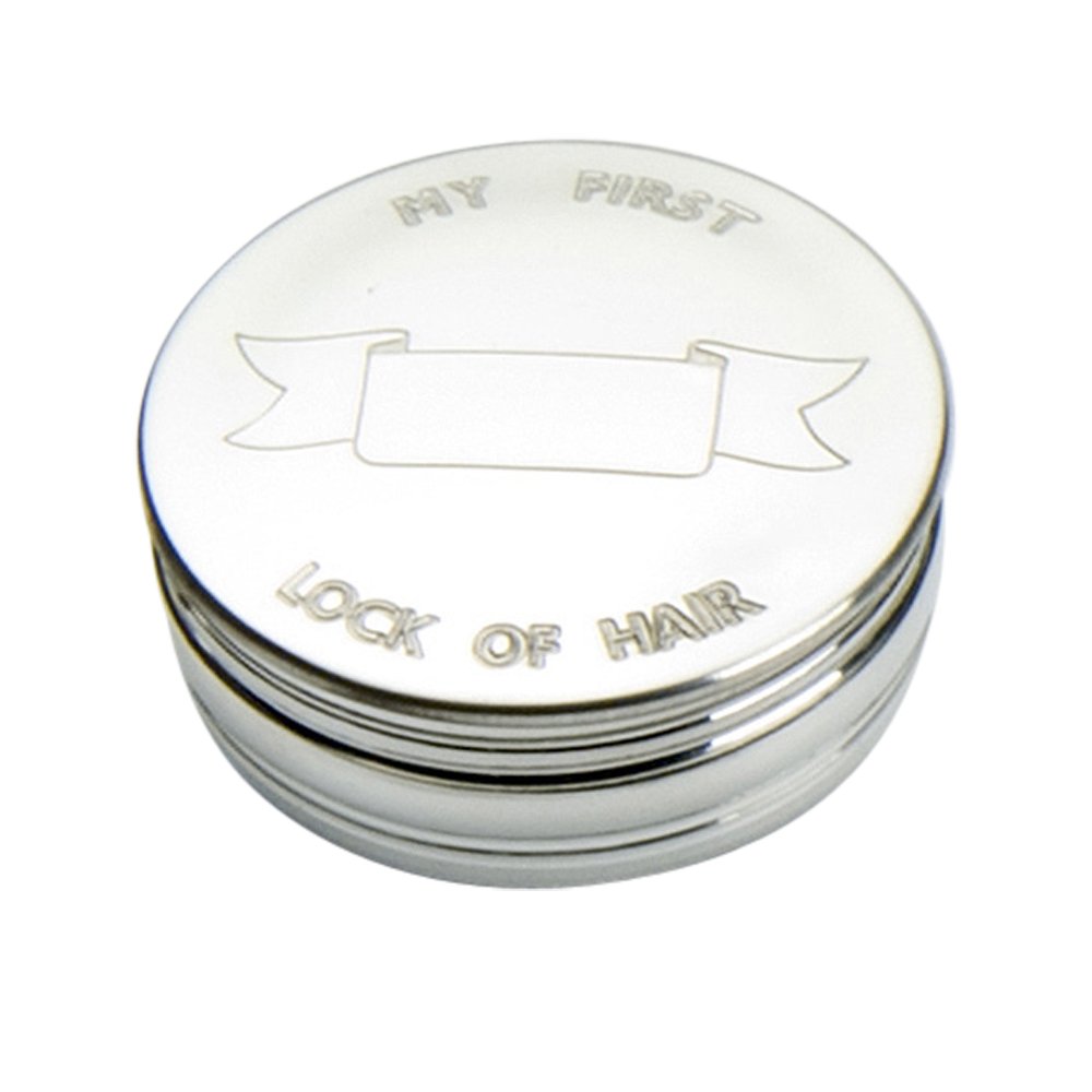 Edwin Blyde & Co Children's Lock of Hair Design Trinket Box, 50 mm, Pewter, 7.5 x 7.5 x 3 cm