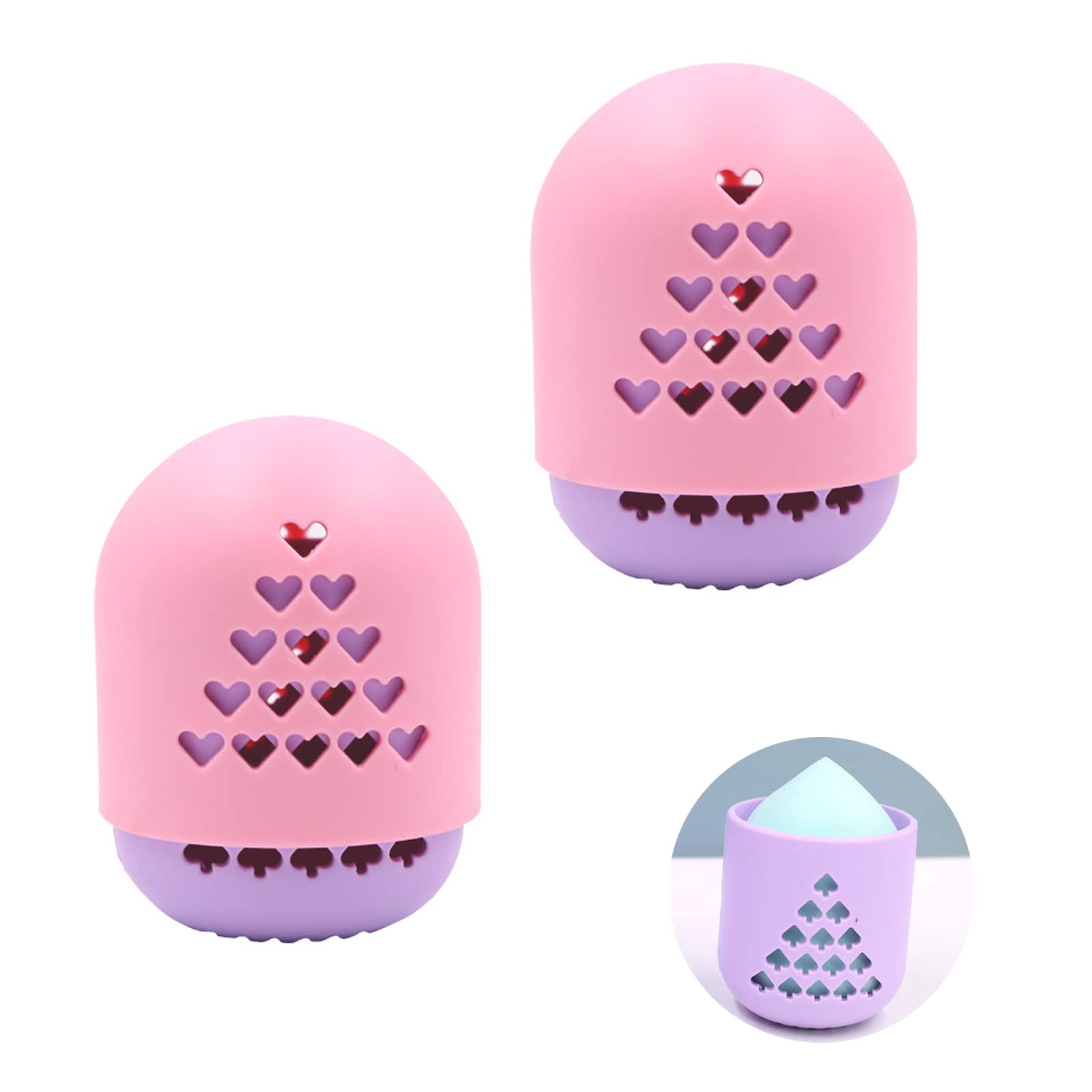 2Pcs Makeup Sponge Travel Case Silicone Beauty Blender Case Cosmetic Sponge Holder Makeup Sponge Container Makeup Egg Storage Box for Cosmetic Sponge