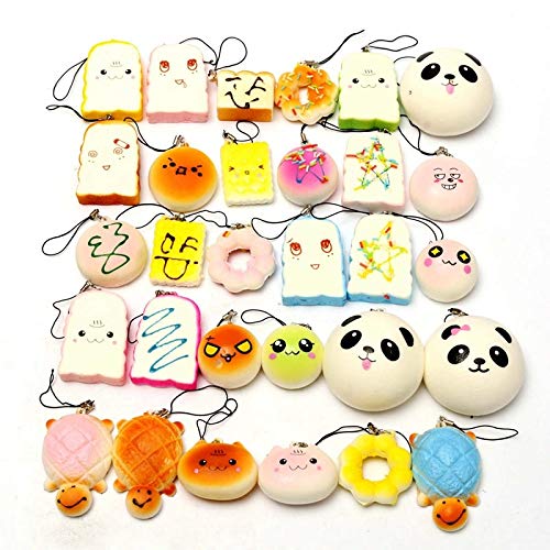 Wall of Dragon 10 Pcs Bread Cake Bun Random Squishy Slow Rising Pendant Donut Charm Stretchy Squeeze Cream Scented Cute Strap Toy