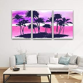 3 Panel Canvas Wall Art Gorgeous Palm Trees Pictures Home Wall Decorations for Bedroom Living Room Paintings Canvas Prints Framed - 16"x24" x 3 Panels