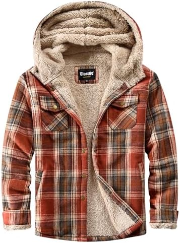 YUCOLEN Womens Fleece Flannel Jacket Plaid Zipper Sherpa Hooded