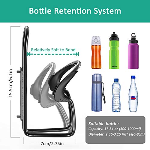 Bovon Bike Water Bottle Holder, Premium Aluminum Alloy MTB Bicycle Water Bottle Cage Bracket Fit 17-34 oz Bottle with Secure Screw Mounting, Perfect for Cycling, Commuting, or Other Outdoor Activity