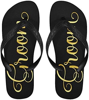 DIYCCY Flip Flop Slippers Golden Groom Wedding Beach Thong Sandal