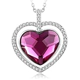Mothers' Day Gift, SUE'S SECRET "Love You Forever" Blessed Heart Necklace with Swarovski Crystal, 18", Peach Red