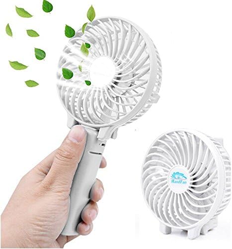 Mini Fan Battery Operated, Sporthomer USB Handheld Portable Foldable 4 Inch Fan with Clip for Stroller - 2000mAh Rechargeable Battery, Outdoor Electric 3 Speeds Adjustable for Desk and Travel (White)
