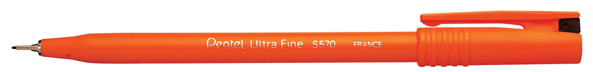 Pentel S570 Ultra Fine Pen Plastic 0.6mm Tip 0.3mm Line Black Ref S570-A [Pack of 12] — image 1