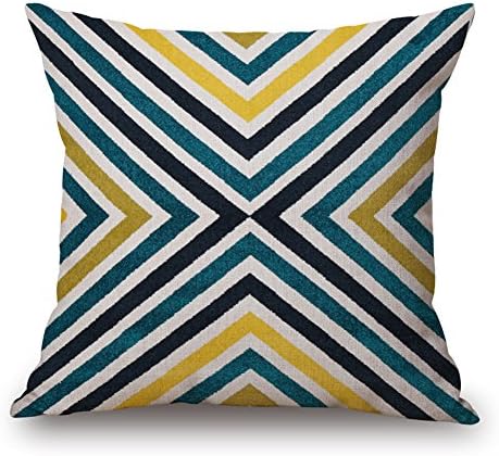 LEEPO 18 x 18 Inch Throw Pillow Cotton Blend Linen Geometric Pattern Square Decorative Cushion Cover and Insert