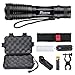 LED Tactical Flashlight High Lumens Phixton Rechargeable 5000mAh 18650 Battery Charger Gift Case Kit 1200lm L2 Adjustable Handheld Light 5-Mode Water-resistant Flash Torch For Indoor Outdoor Emergency