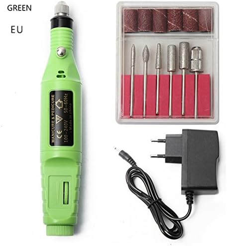 1Set 6Bits Power Drill Professional Manicure Machine Nail Electric Drill Pen Pedicure File Polish Shape Tool Feet Care Product EUgreen