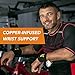 CopperJoint Copper-Infused Compression Wrist Sleeve, Ergonomic Design Supports Improved Circulation to Help Relieve Stiff, Sore Muscles, Pair (Small)