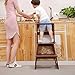 UNICOO- Kids Step Stool, Kids Learning Stool, Children Kitchen Step Stool, with Safety Rail-Solid Wood Construction. Perfect for Toddlers (Espresso-01)