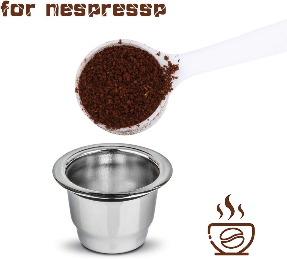 Powstro Coffee Capsule, Reusable Stainless Steel Metal Refillable Coffee Capsule for Nesspresso Machine Coffee Filters Replacement