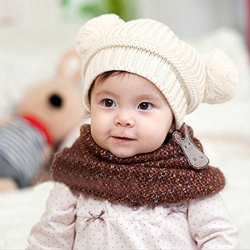 FEITONG(TM) Cute Baby Kids Girl Boy Dual Balls Warm Winter Knitted Cap Hat Beanie