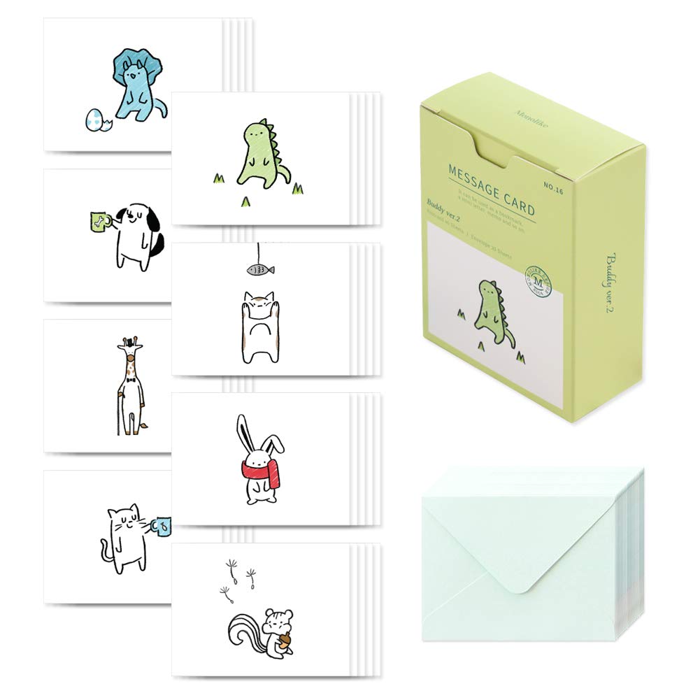 Monolike Message Buddy ver.2 Card - Mix 40 Mini Single cards, 20 envelopes Package — image 1
