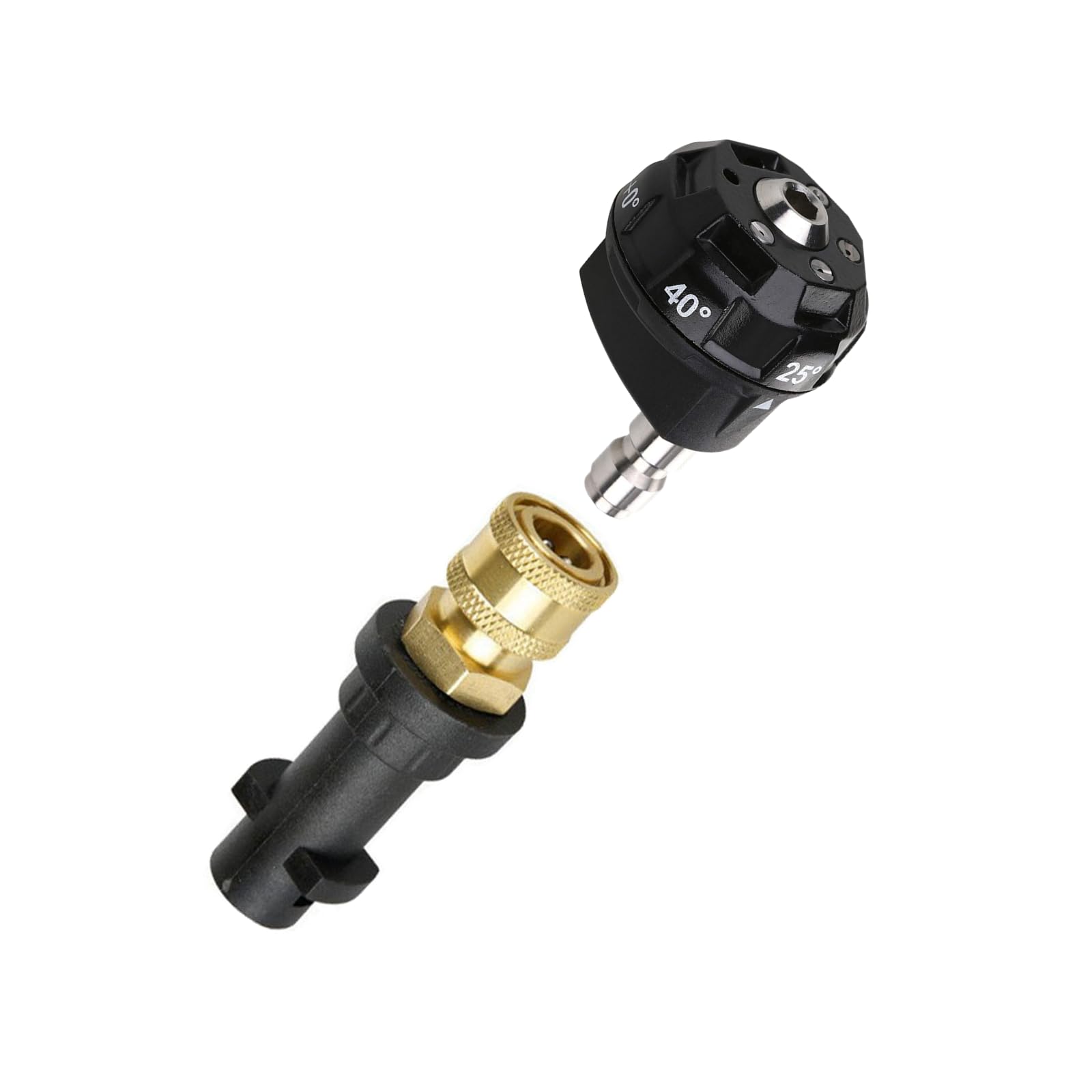 High Pressure Washer Rotating Turbo Nozzle Adapter 6-in-1 Multiple Water Columns Multifunctional Foam Lance Gun and Pressure Washer Gun Adapter 1/4 Inch Quick Connection Socket Brass