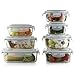 Glass Container Set | Glass Food Storage | BPA Free | 14 Piece Set | Glass Bento Box | Airtight Snap Latch Plastic Lids - Oven Dishwasher Freezer And Microwave Safe by PRESTEE