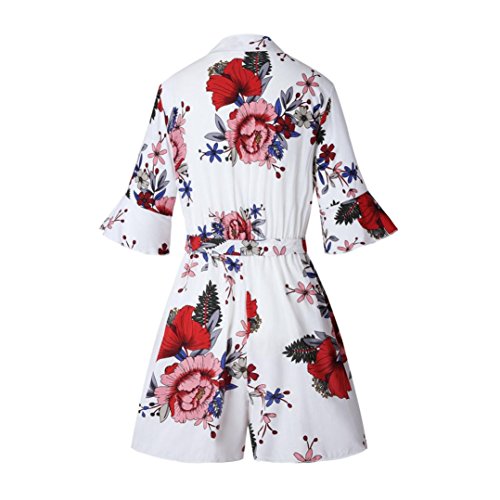 TAORE Long sleeve Women Straps Jumpsuits Overalls Shorts Pants Romper Trousers Playsuits (Medium(US8), Zab02-White#) - Thumbnail 4