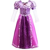 Dressy Daisy Long Hair Braid Princess Costume Dress Halloween Birthday Party Outfit for Baby Toddler Little Girls, Purple