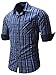 Neleus Men's Cotton Long Sleeve Button Down Plaid Shirts,115,Navy Blue,L,EUR XL