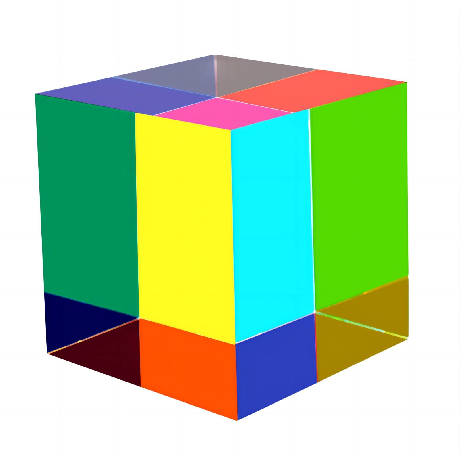 ECBANLI CMY Color Cube, 60mm (2.36 inch) Mixing Colorful CMYcube Acrylic Prism, RGB Dispersion Colour Physics Toy and Desktop Decor
