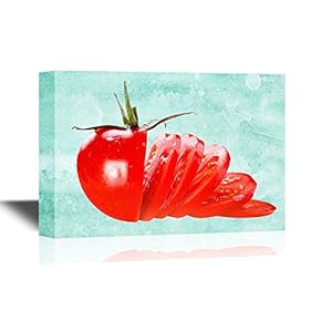 Canvas Wall Art - Fresh Red Tomato Cut into Slices - Gallery Wrap Modern Home Art | Ready to Hang - 12x18 inches