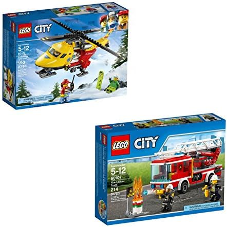 LEGO City - Fire Ladder Truck 60107 &amp; Ambulance Helicopter 60179 Combo Pack