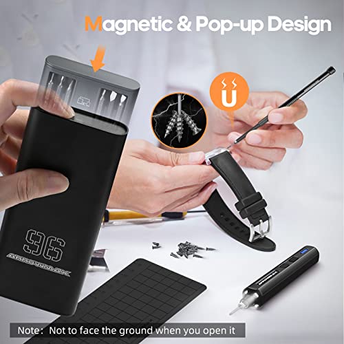 102 in 1 Electric Screwdriver, AM ARROWMAX Cordless Precision Screwdriver Set with 96 Magnetic Bits, Rechargeable Portable Electronic Screwdriver Set for Phone Laptop Camera Watch (MINI PLUS Black)