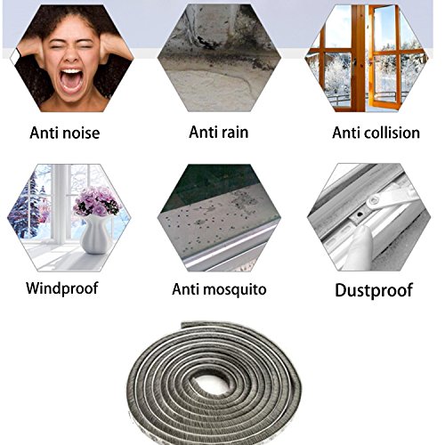 T&B 98.4 Inch Self-Adhesive Pile Weatherstrip for Windows & Doors 3/8-Inch x 3/8-Inch x 8.3 ft, (2.5m, Grey) - Thumbnail 5