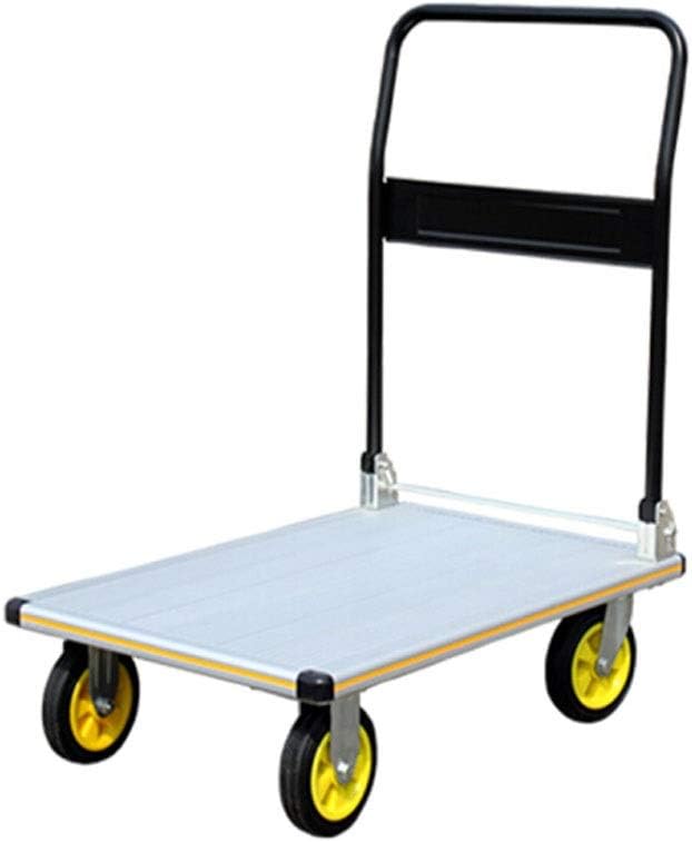 Hand Truck, Aluminum Alloy Flatbed, Folding Trolley, Pull Cargo Handling Trailer (Color : White, Size : 74 * 47 * 20CM)