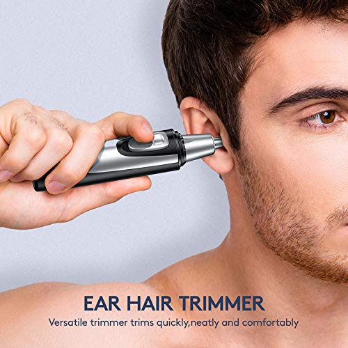 Nose Trimmer and Ear Hair Trimmer for Men and Women, Professional Painless Nose Hair Remover, Electric Waterproof Mens Nose Clippers with Rotary Stainless Steel Dual Edge Blades