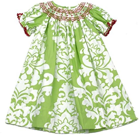 Le Za Me Crimson and Kiwi Smocked Bishop Dress - Baby Girl'S Size 24M