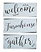 Gather, Welcome, Farmhouse Stencil Set | Large Beautiful Calligraphy Stencils for Painting on Wood | DIY Rustic Decor, Wedding Signs, Kitchen & Porch Stenciled French Country Word Signs