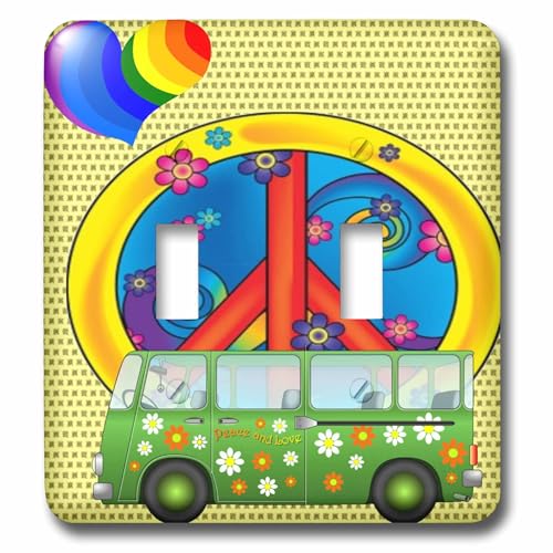3dRose LLC lsp_52231_2 The 60S Peace, Love, Flower Power Van and Peace Sign Art…