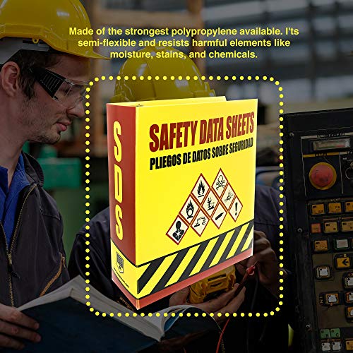 SDS Binder, Heavy Duty 3 Ring Binder 3 Inch, English Spanish Bilingual