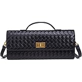 Faibiules Women's Handmade Woven Evening Bag Leather Clutch Handbag Fashion Crossbody Purse