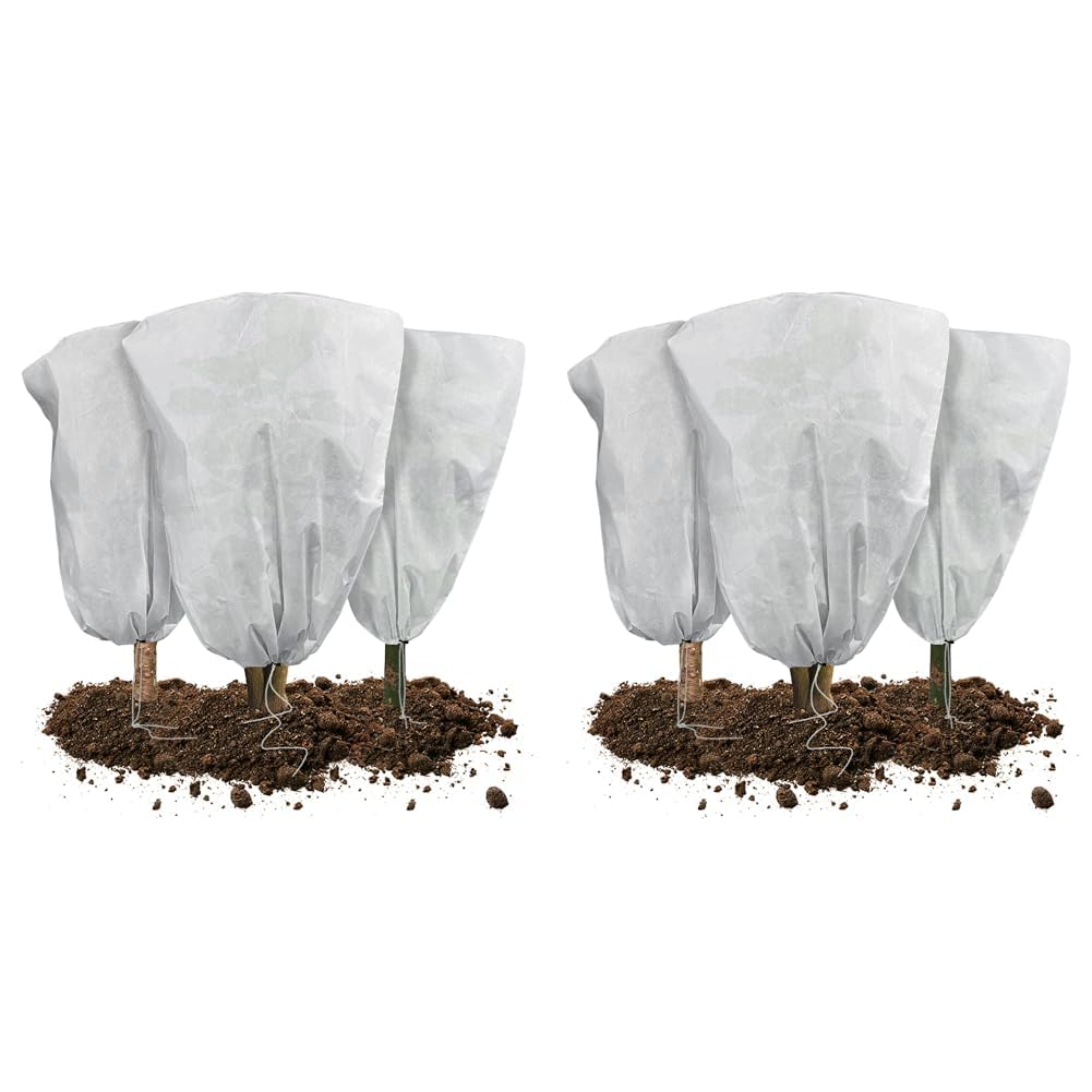 VOUNOT Set of 3 Plant Protection Winter Fleece Horticultural Fleece Jacket Frost Protector Large Tree Cover for Outdoor Frost, Plants and Vegetables 0.8m x 1m (Pack of 2)