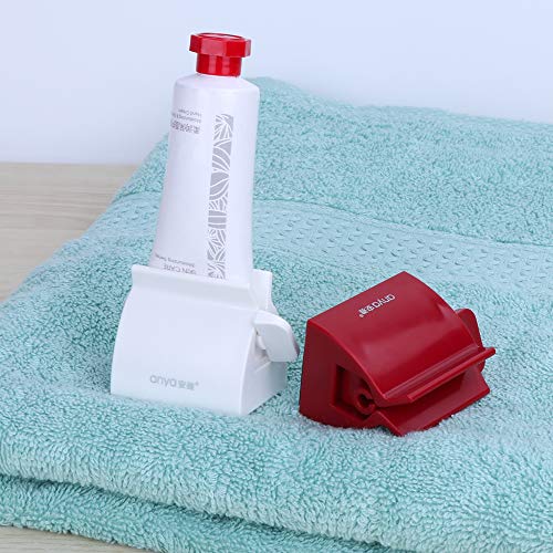 Ostrichy Toothpaste Squeezer, Set of 2 Rolling Toothpaste Tube Squeezers Toothpaste Tube Holder Multifunction Manual Rotate Toothpaste Dispenser Tube Squeezer Tool Stand for Bathroom