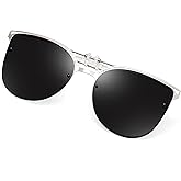 FF FRAZALA Polarized Clip on Sunglasses over Prescription Glasses Anti-Glare UV Protection Cat Eye Flip up Clip-on Eyeglasses