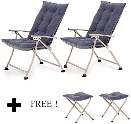 CampLand 2 Packs Deluxe Padded Reclining Chair with footrest Adjustable Camping Fishing Folding Cushion Relax Lazy Chair