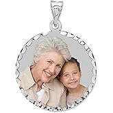 PicturesOnGold.com Round w/Diamond Cut Edge Photo Engraved Pendant 1 inch x 1 inch - Sterling Silver