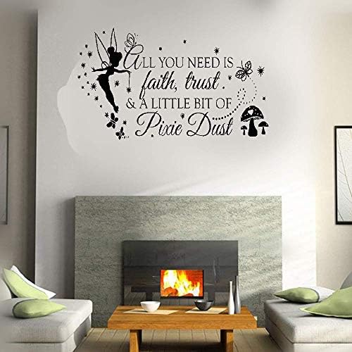 Ziues Wall Stickers Design Art Words Sayings Removable Lettering All You Need is Faith Trust and A Little Bit of Pixie Dust for Nursery Kids Room Boys Room